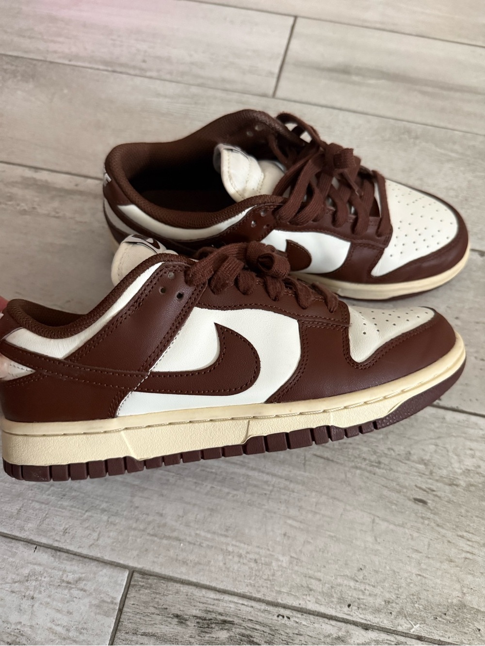 Women’s Nike 7.5 Brown and White Low-Top Sneakers